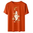 thumbnail image 2 of Halloween Women's Printed T-Shirt Casual Short Sleeve Graphic Tees Round Neck Fashion Top for Daily Wear Polyester Fall Spring, 2 of 7