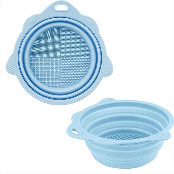 Limpiador de Pinceles Plegable, Paquete de 2, Vaso de Enjuague para Pintura Acrílica, Acuarela y Óleo, Color Azul.