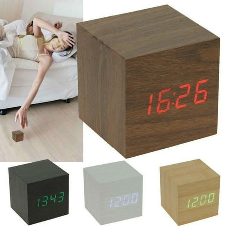 New Modern Wooden Wood Digital Led Desk Alarm Clock Thermometer Timer Calendar Walmart Canada