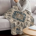 thumbnail image 3 of Blue Brown Boho Blanket Soft Cozy Warm Throw Blanket for Couch, Plush Fuzzy Flannel Fleece Blankets for Sofa, Ethnic Vintage Southwestern Geometric Bed Blankets Lightweight Gifts for Women, 40"x50", 3 of 9