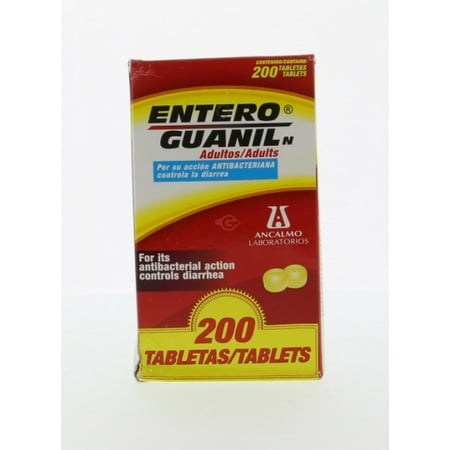 Enteroguanil Adults Controls Diarrhea - Controla La Diarrea 200 Tab (Pack of 12)