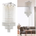thumbnail image 4 of Miumaeov Modern Square Chandelier Luxury 3-Tier Crystal Chandeliers Flush Mount Ceiling Light Pendant for Dining Room Foyer Light Fixture, 4 of 12