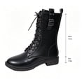 thumbnail image 4 of JUSLIO Boots for Women,Mid Calf Boots Comfortable Mid Heel Round Toe Platform Side Zip Lace Up Versatile Boots, 4 of 7