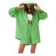 thumbnail image 4 of Traje de pantalón informal SAYOO de dos piezas para mujer blusas abotonadas con cuello de solapa color sólido y pantalones cortos holgados con cintura elástica naranja/azul/verde, 4 of 7