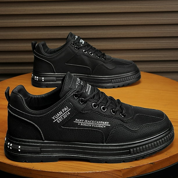 Zapatos de Tabla para Hombre Cuero PU Transpirable para Caminar Correr Senderismo (41) Negro Likrtyny Tenis De Mujer Tenis De Hombre