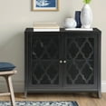 thumbnail image 5 of Benjara Storage Cabinet with 2 Doors and Quatrefoil Design, Black, 5 of 5