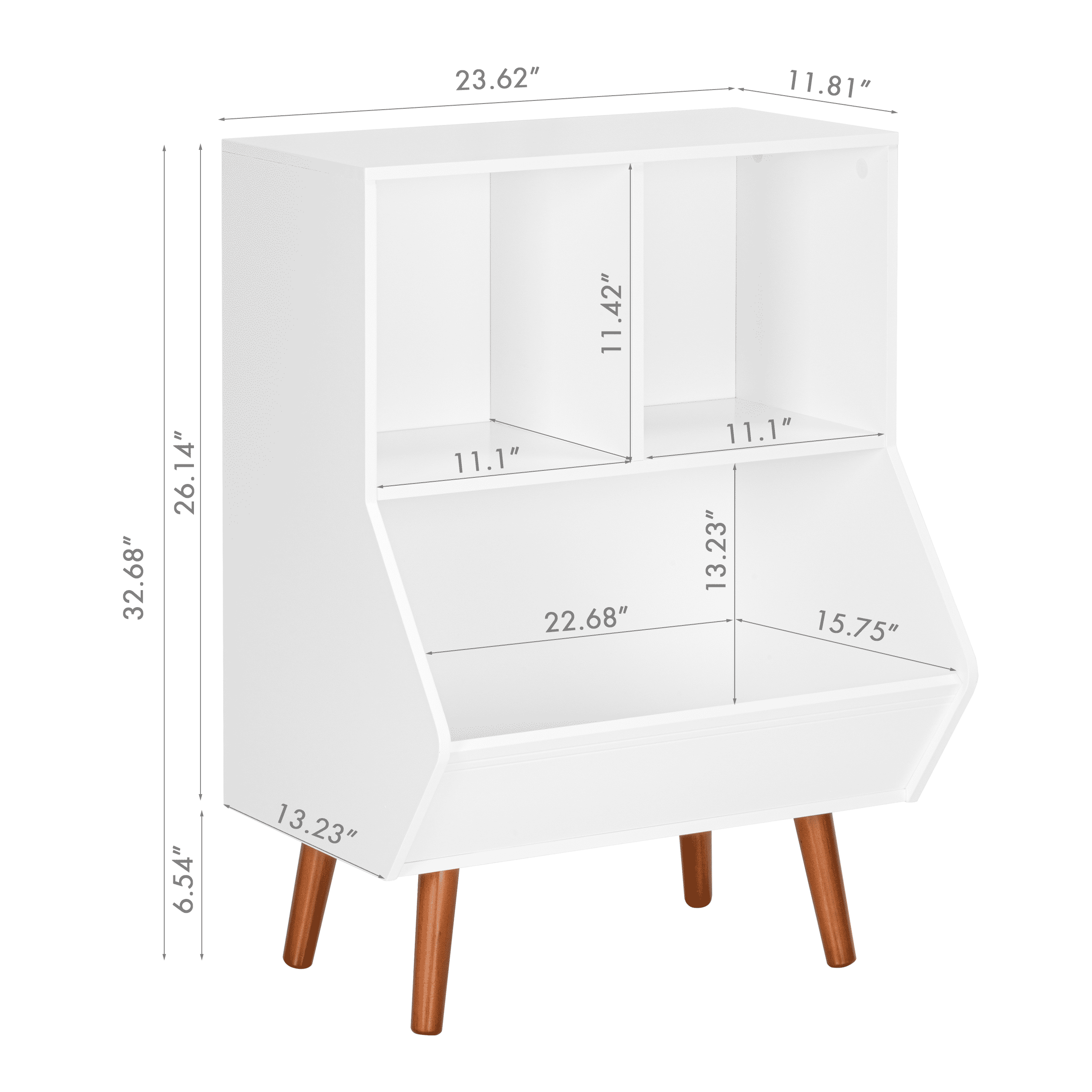 STAROUS Toy Storage Organizer, 3 Cube Storage Organizer,  Kids Bookshelf and Toy Storage with Legs, White