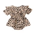 thumbnail image 1 of Summer Cute Baby Girls Romper Dress Leopard Printed Short Sleeve Ruffles Button Jumpsuit Clothing, 1 of 8