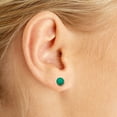 thumbnail image 6 of 5 mm Natural Round Emerald Stud Earrings Set in 14k Yellow Gold, 6 of 6
