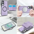 thumbnail image 4 of Decase for Samsung Galaxy S25 Edge Flip PU Leather Back Cover with 2-in-1 Detachable Magnetic Wallet with 5 Card Slots Compatible Mag-Safe and RFlD Blocking Kickstand and Wireless Charging,Purple, 4 of 6