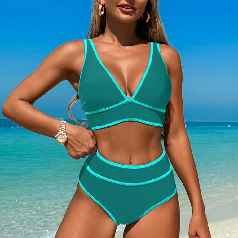 Bikini Sets Dark Green High Waisted Bikini Efsteb Piece High