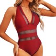 thumbnail image 1 of Women One Piece Swimsuit Sexy Deep V Neck Cross Back Bathing Suit, 1 of 5