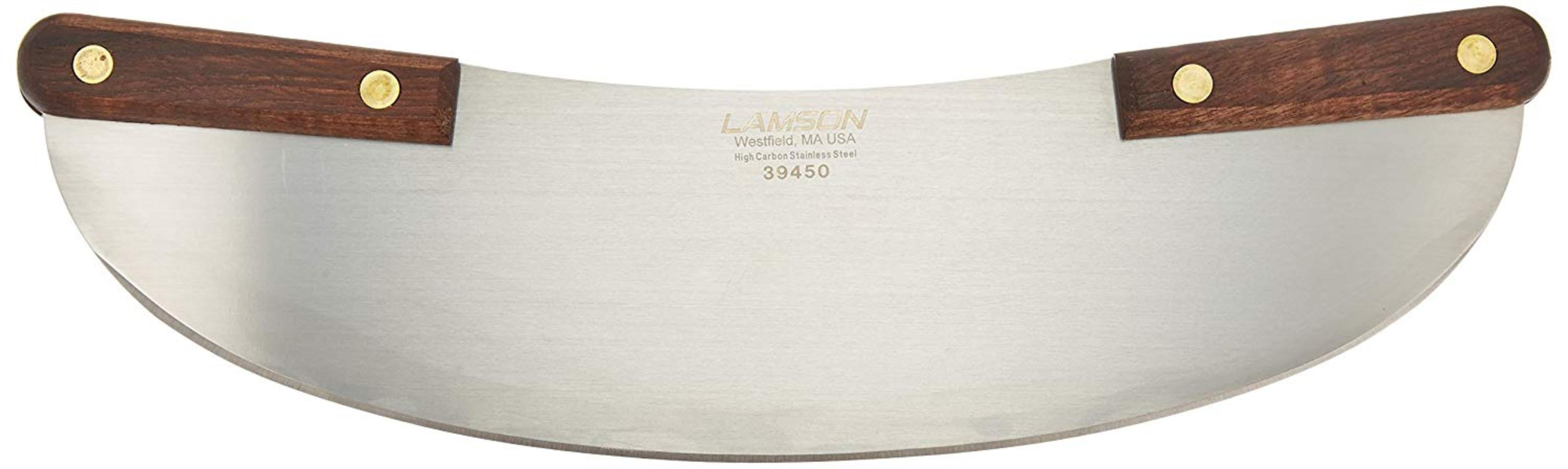 Pizza Rocker Knife, 13", Stainless Steel with Riveted Walnut Handle