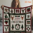 thumbnail image 6 of Extra Large Christmas Flannel Blanket - Soft Warm Throw with Red, Green, Golden, White, Black, Brown - Vintage Patchwork quilt design (Trees, Hearts, Bells, Holly) - All-Season Couch, Bed, Travel,, 6 of 9