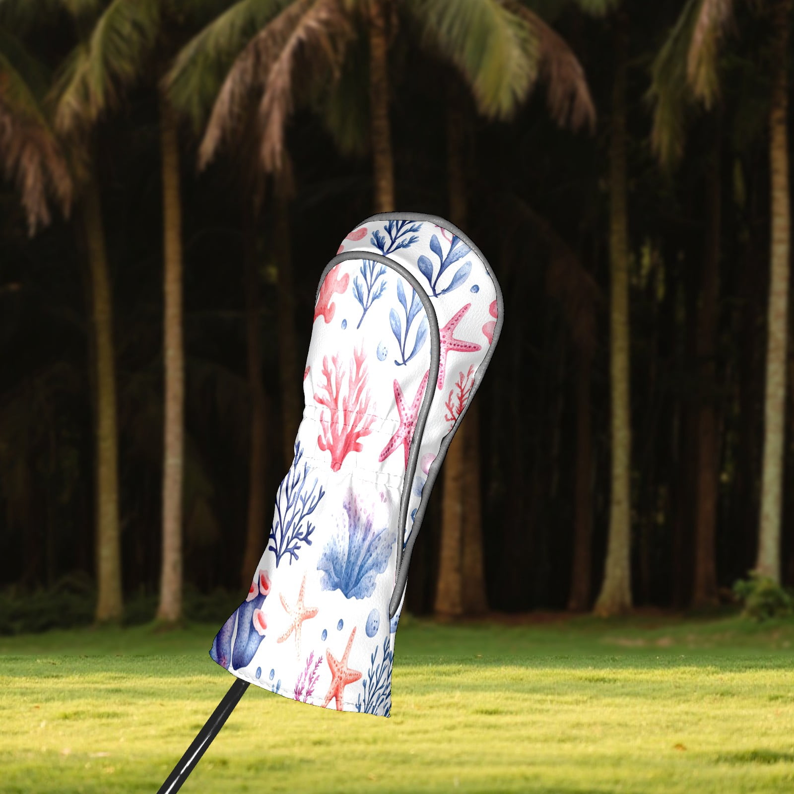 Golf Club Covers PU Leather Waterproof Head Covers for Fairway Woods Hybrids Seaweed