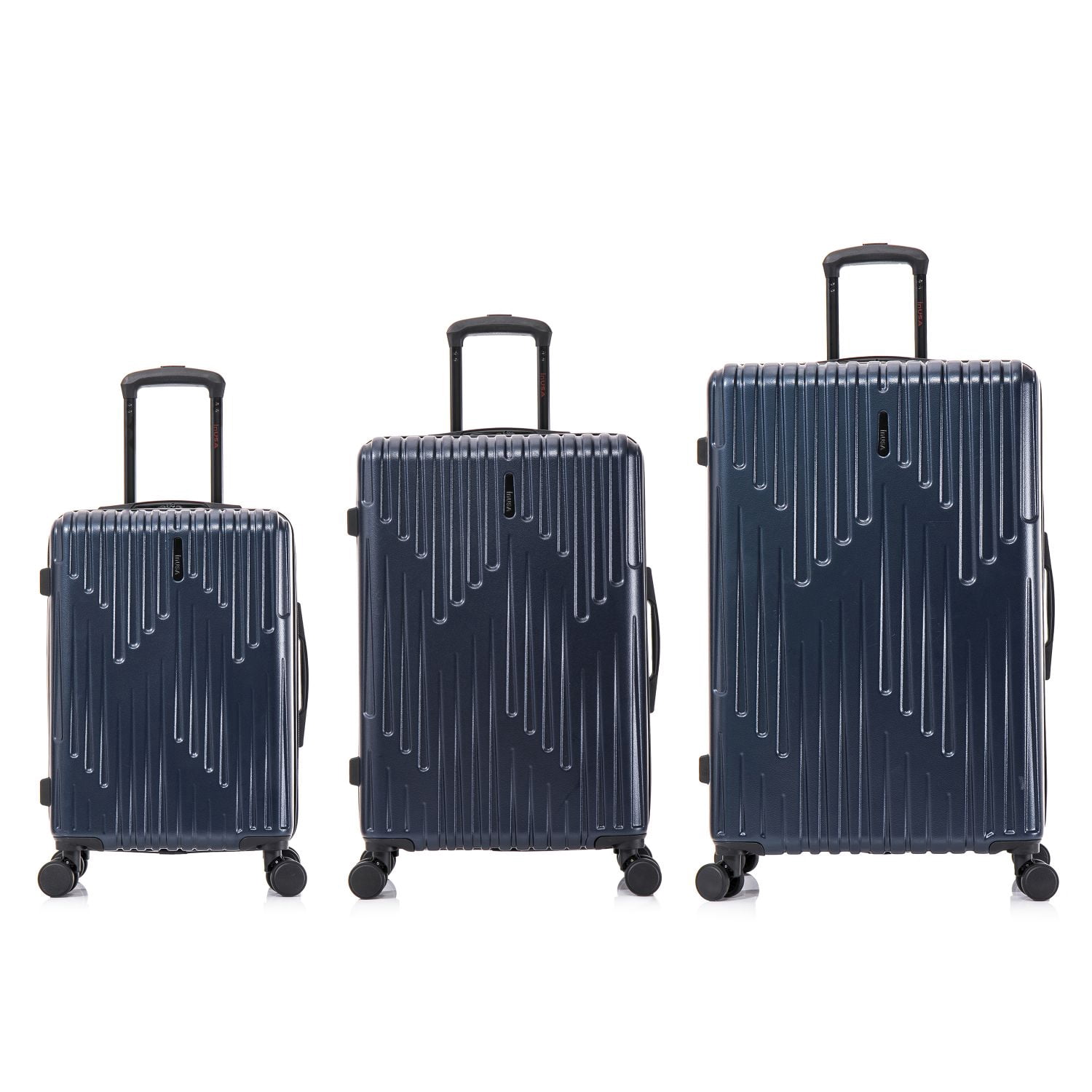 InUSA DRIP 3-Piece Hardside Luggage Sets with Spinner Wheels, Handle and Trolley, (20"/24"/28"), Navy Blue