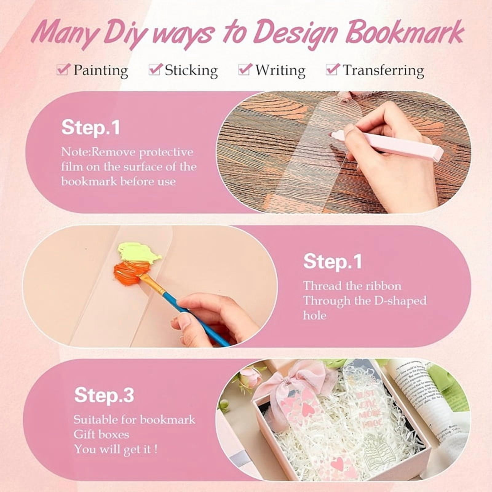 Acrylic Bookmark Blanks Clear Acrylic Book Marks Bookmark Making Kit for Reading Lovers DIY Crafts Graduation Gifts