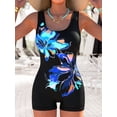 thumbnail image 2 of Women's Halter Athletic Tank Top, Tropical Palm Tree Print Side Drawstring Sleeveless Slimming Quick Dry Workout Vest, Stretch UV Protection Summer Beach Casual Fitness Top, 2 of 6