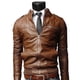 thumbnail image 1 of Chamarra Vini Piel De Hombre Slim Fit Talla S Estilo Biker Cazadora color Café IQ Store Slim Fit, 1 of 2