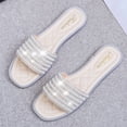 thumbnail image 4 of Samickarr Summer Slippers For Women Indoor And Outdoor Wide Summer New Fashion Solid Color Sequin Pearl Women's Slippers Flat Sandals, 4 of 6