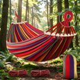 thumbnail image 2 of 80.7"L X 61" Hammocks Portable Camping Hammock with Two Anti Roll Balance Beam and Sturdy Tree Straps for Camping, Patio, Backyard, Outdoor, 2 of 8