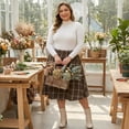 thumbnail image 3 of Agnes Orinda Women's Plus Size A Line Knee Length Flare Plaid Skirts 2X Brown, 3 of 8