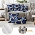 thumbnail image 6 of Blue Palm Leaves Outdoor Waterproof Pillow Covers, Farmhouse Summer Beige Tropical Plants Decorative Rectangle Throw Pillowcase Sofa Cushion Sham for Patio/Couch/Chair, 20"x12" 2 Pack, 6 of 8