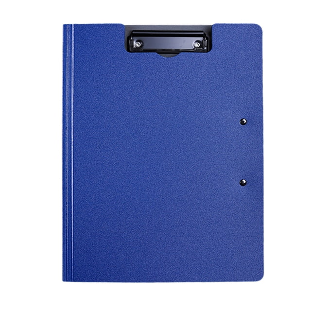 SIYTUAU Foldable Double Clip Folder For A4 Paper 9.25X12.6X1.18 Inch Plastic File Organizer For Meetings Blue