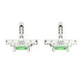 thumbnail image 4 of 2.82 Ct Princess Cut Halo Drop Dangle Green Crystal 18K White Solid Gold Everyday Dainty Earrings Lever Back, 4 of 7