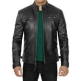 thumbnail image 2 of USTRADEENT Men's Biker Jacket with Lambskin Genuine Leather, 2 of 5