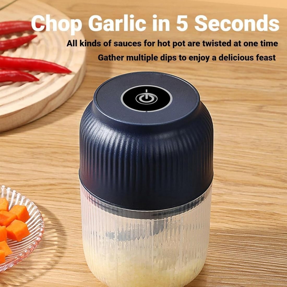 Household Electric Garlic Crusher, 350ML Portable Cordless Electric Garlic Chopper, Rechargeable Food Processor, Vegetable Chopper Blenderfor Ginger Chili Onion Fruit Meat (White*1)
