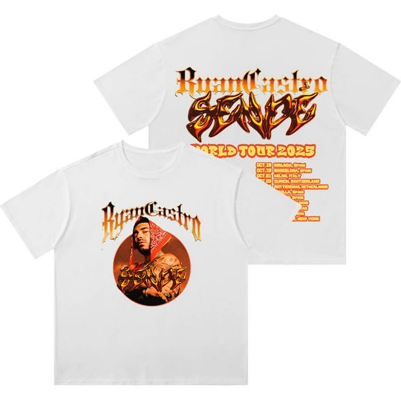 Ryan Castro Sende World Tour Vintage Wash T-Shirts Women Men HipHop Cotton Short Sleeve Tee