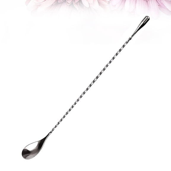 Toyvian 2Pcs Stainless Steel Bar Cocktail Spoon with Twisted Handle for Kitchen Mixing in Plated Silver