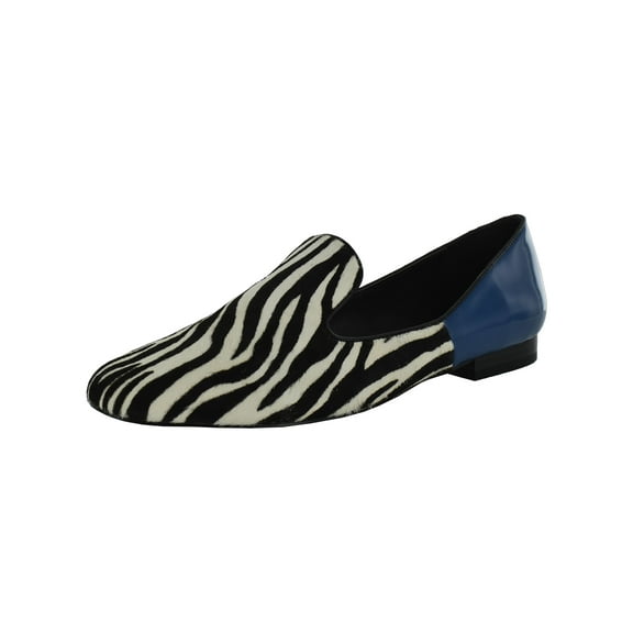 LOGO By Lori Goldstein Womens Meryl Loafer Shoes, Zebra/Marine Blue, US 7.5