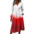 thumbnail image 4 of Women's Fall Boho Maxi Dress Plus Size Flowy Casual V Neck Wrap Dress Casual Vacation Dress Trendy Lightweight Breathable Dress, 4 of 6