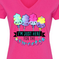 thumbnail image 4 of Inktastic I'm Just Here for the Sweets with Spun Sugar Candy Women's V-Neck T-Shirt, 4 of 5