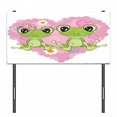 thumbnail image 3 of Love Headboard, 2 Cartoon Frogs on a Background of Heart in Love Happiness Flowers Art, Upholstered Decorative Metal Bed Headboard with Memory Foam, Twin Size, Dried Rose Lime Green, by Ambesonne, 3 of 4