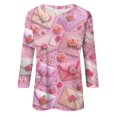 thumbnail image 4 of Fgvctg Valentine's Day Women's Tops Casual Crewneck 3/4 Sleeve Top Oversized Date Night Pullover Shirts Soft Cute Love Heart Graphic Half Sleeve Blouse Purple Pink M, 4 of 6
