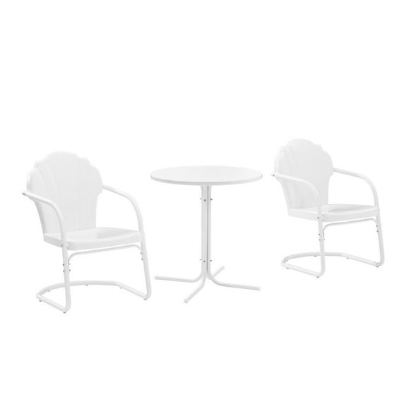 Crosley Furniture Tulip 3 Piece Metal Outdoor Bistro Set in White