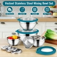 thumbnail image 3 of Vesteel Mixing Bowls with Lids Set of 5, Stainless Steel Prep Bowls with Upgraded Airtight Visible Lid, Metal Nesting Bowl Attach with 3 Graters for Kitchen Grating/ Shredding / Mixing - Blue, 3 of 8