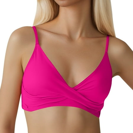 XJDJHC Bikini Tops For Women Fashion Sexy Solid Color Push Up Swimsuit Women s Beach Vacation Top Beach Vacation Clothes