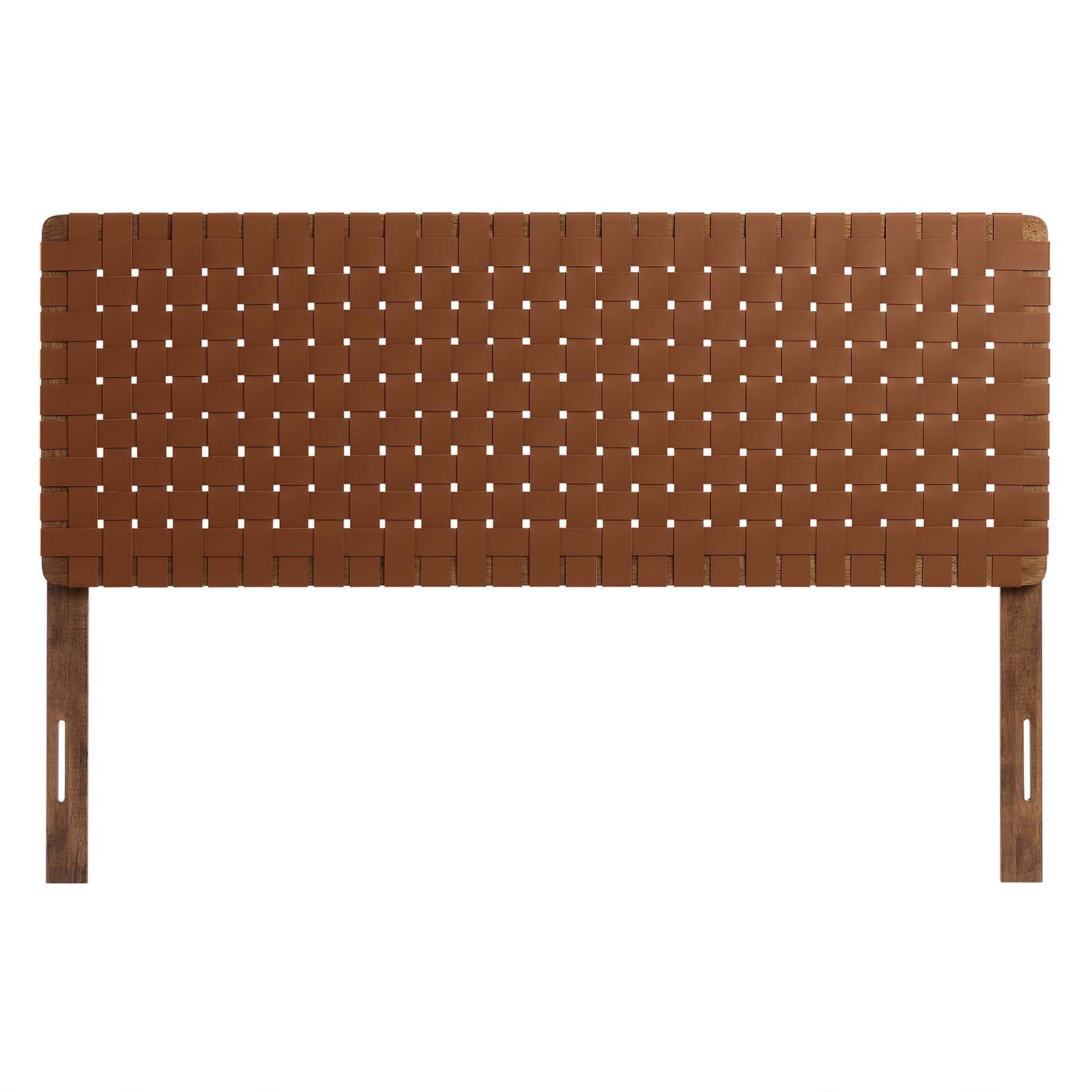 Sparta Weave Vegan Leather Queen Headboard in Walnut Brown