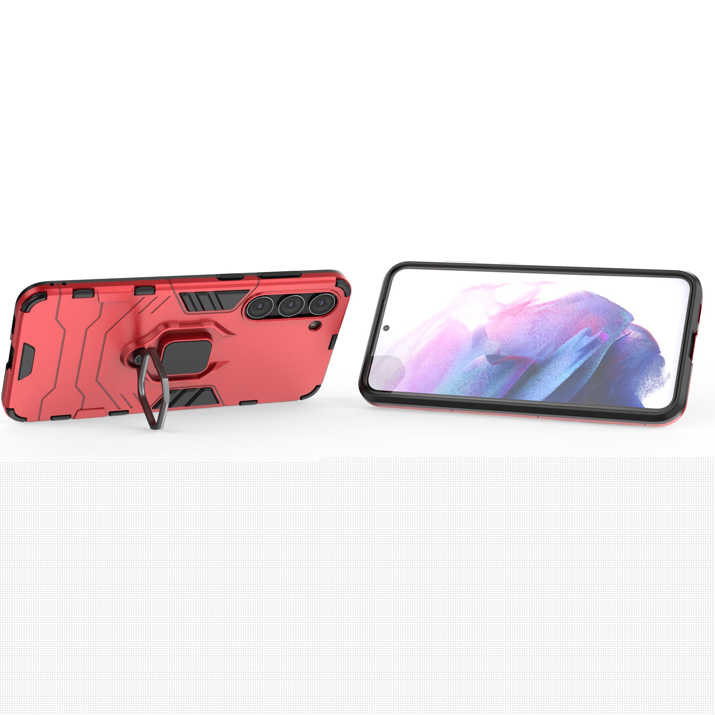 thumbnail image 4 of Heavy Duty Case for Samsung Galaxy S23 Plus, Rugged PC + Soft Silicone Hybrid Metal Ring Holder Kickstand Cover Military Grade Dual-Layers Armor Shockproof Anti-Scratches Protective Case,Red, 4 of 6