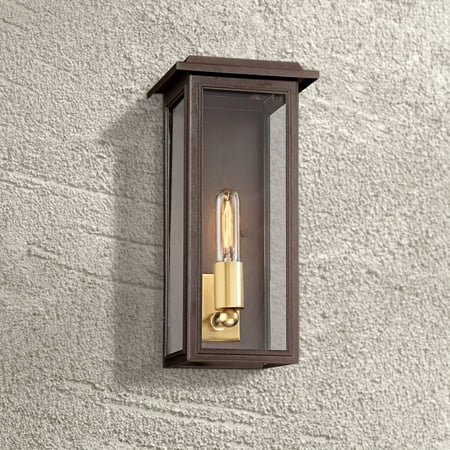 Franklin Iron Works Rustic Outdoor Wall Light Fixture Bronze With Gold Highlights Box 15 1 2 Clear Gl For Exterior House Porch Franklin Iron Works Rustic Outdoor Wall Light Fixture Bronze With Gold Highlights Box 15 1 2 Clear Gl For Exterior House Porch