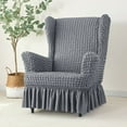 thumbnail image 5 of Hiroekza Stretch Seersucker Wingback Sofa Cushion Chair Slipcover - Universal Fit, Washable, with Skirt - Protects from Stains & Scratches Gray, 5 of 5