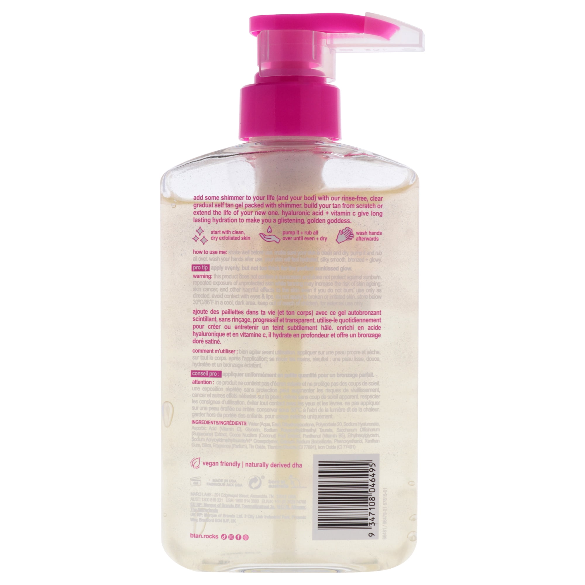 B.Tan Glow Your Own Way Shimmer - Clear Self Tan Gel 473mL, shimmer self tan gel 473mL