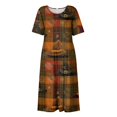 thumbnail image 4 of Women's Halloween Print Casual Dress, Round Neck with Pockets Design for Daily Wear, Relaxed Fit for Everyday Outings, Halloween Themed Dress for Ladies Brown 3XL, 4 of 6