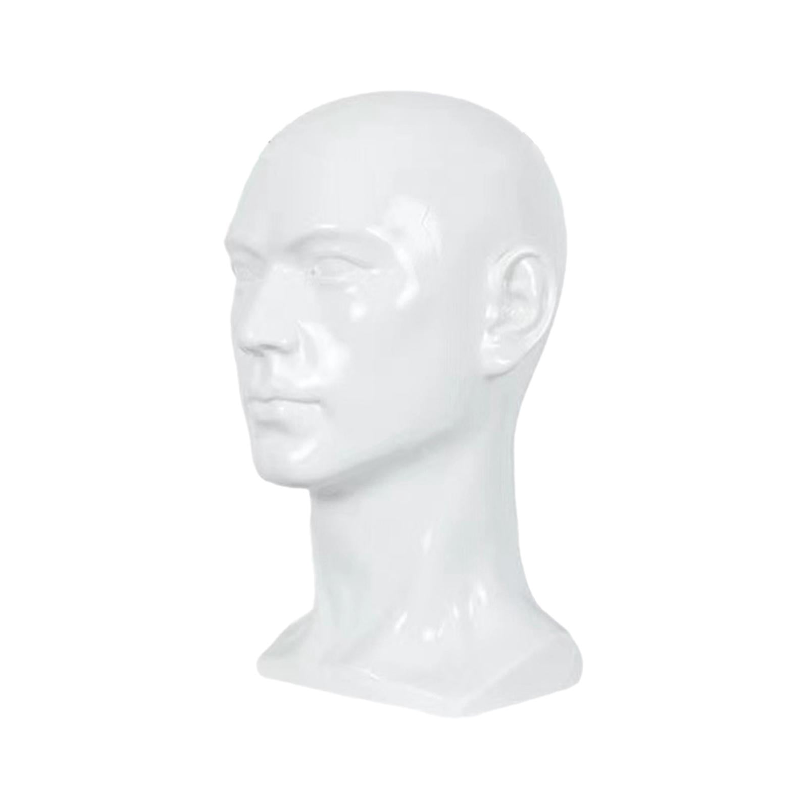 Serenable Male Mannequin Head Freestanding Stand for Making Market Barber Shop Glossy White