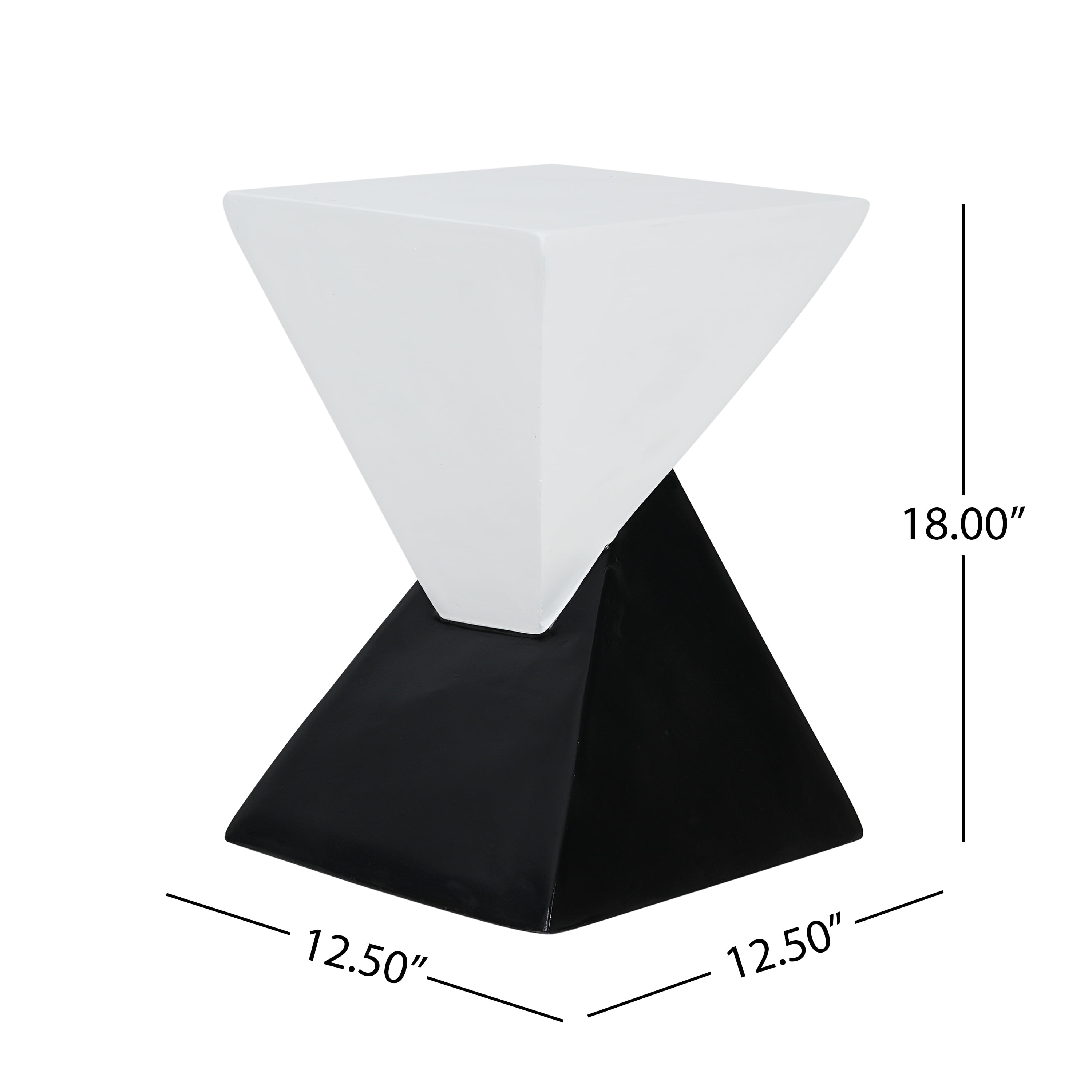 Geometric Side Table, Black and White Two Tone End Table for Living Room Patio Garden, Black and White
