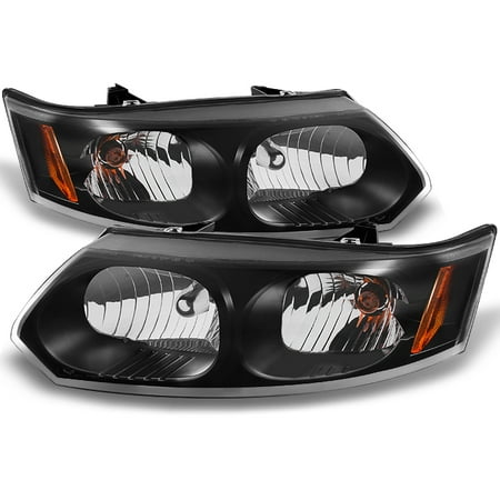 Saturn Dealer - Fit 03-07 Saturn Ion 4 Doors Sedan Black Headlights Replacement L+R
